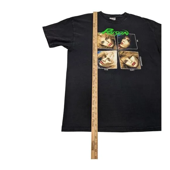 Vintage Poison Shirt XL Black Look What The Cat Dragged In Band Tee 2003 - Picture 12 of 12